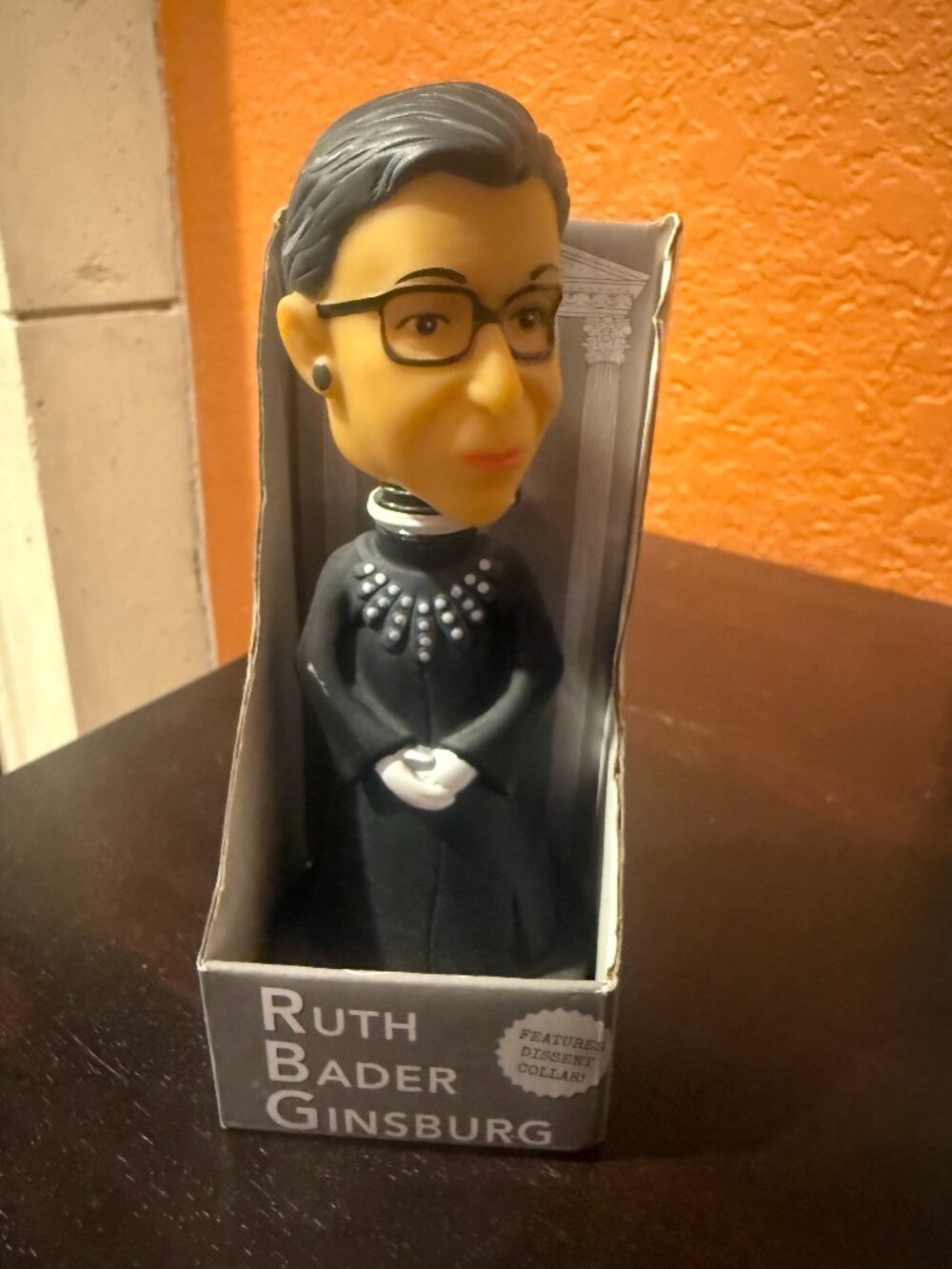 NEW Ruth Bader Ginsburg bobblehead figurine features dissent collar